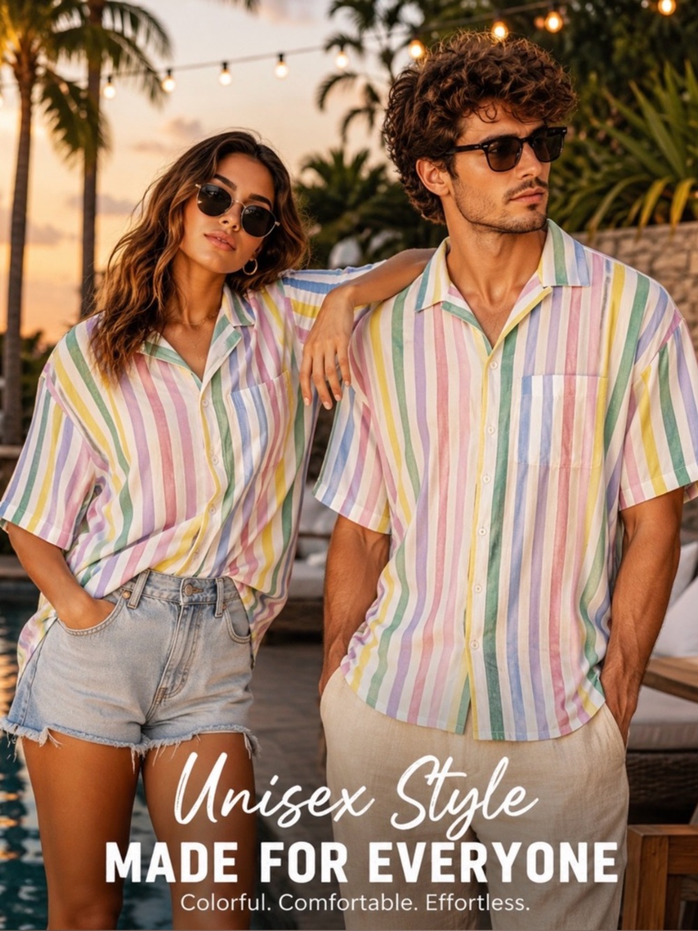 GAP Women Short Sleeve Multicolor Stripe Button-Up Shirt linen and cotton size M